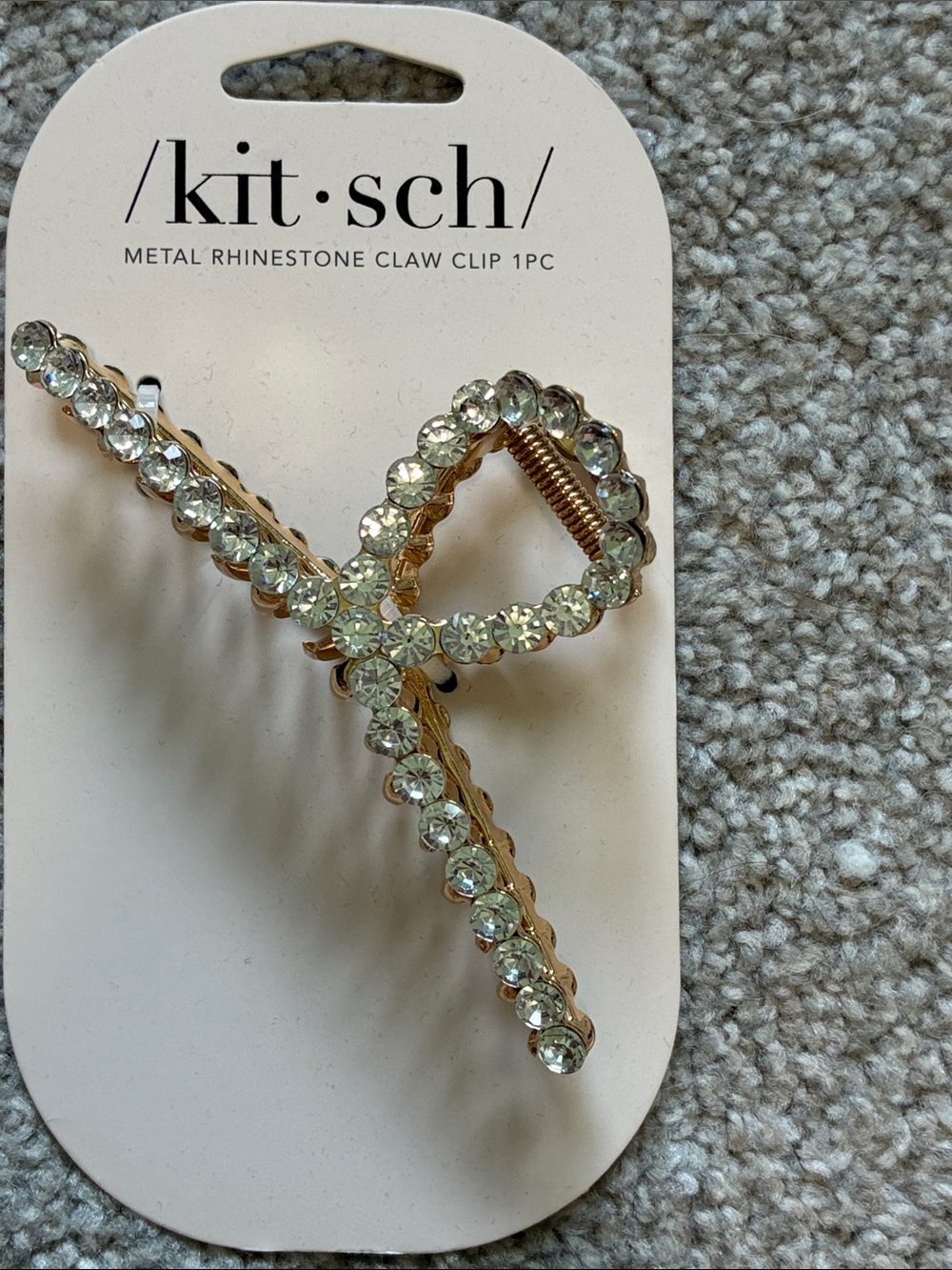 Kitsch Gold Bow Rhinestone Claw Clip with Clear Crystals
